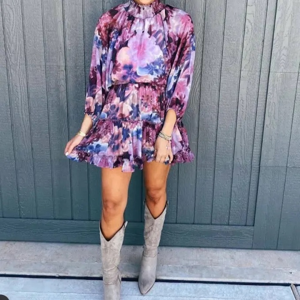 VICI mockneck ruffled tier dress
